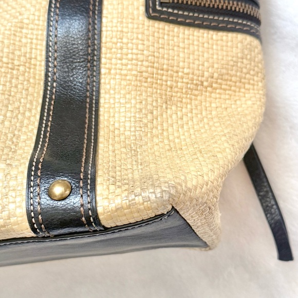Vintage Coach Legacy Natural Woven Straw Handbag Leather Trim M05K-113 FLAWS - Picture 4 of 14